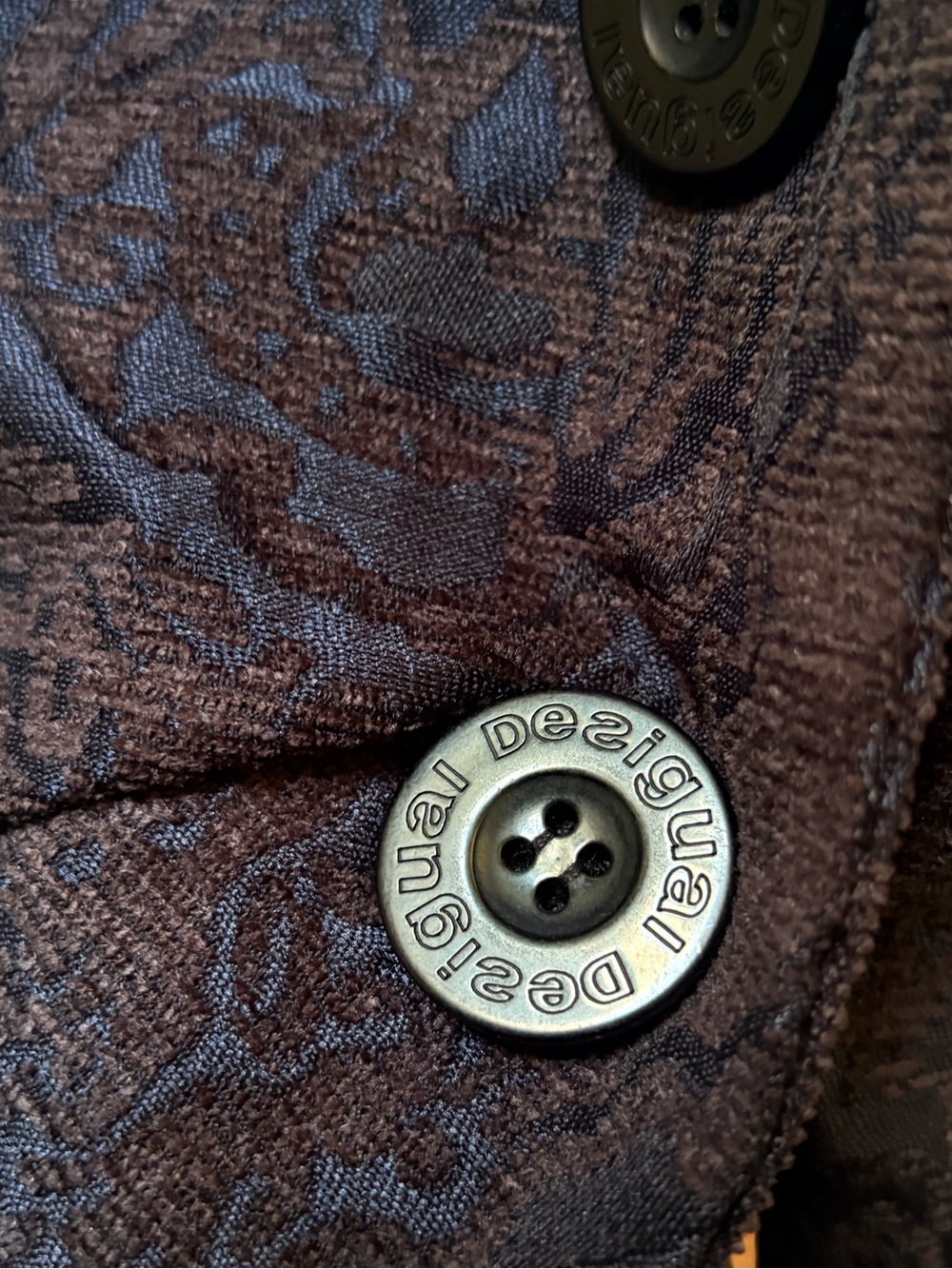 Desigual | "Dream" Long Floral Embroidered Jacquard Coat - Women 44/M, Navy/Blk - Picture 7 of 16